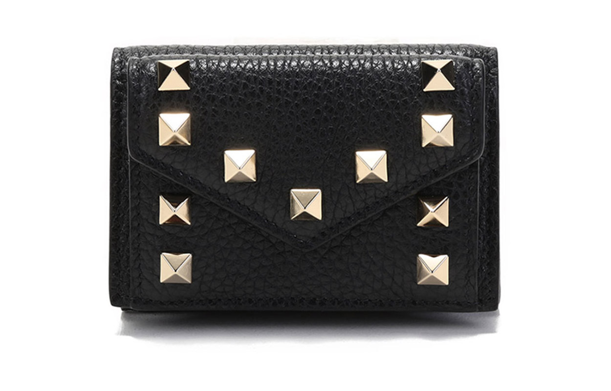 

Кожаный кошелек женский черный Valentino