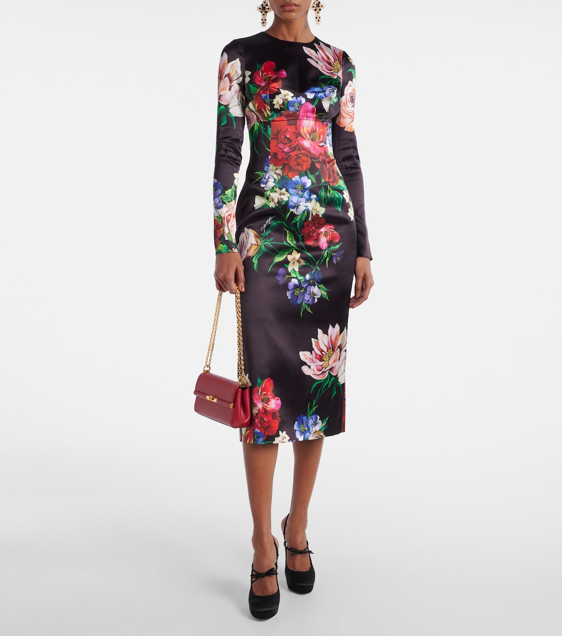 Туфли-лодочки Vally на платформе с ремешком на пятке из атласа Dolce&Gabbana, Nero/Nero — фото 3