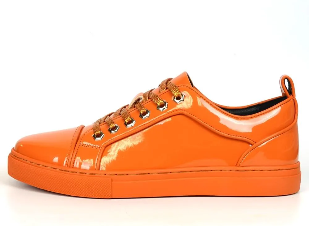 FI-2415-2 Patent Leather Cap tor Lace up Sneaker Fiesso by Aurelio Garcia, оранжевый — фото 4