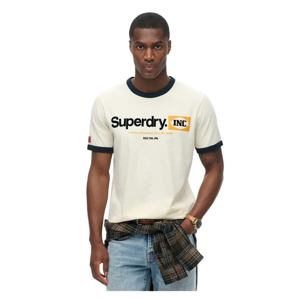 

Футболка с коротким рукавом Superdry Cl Ringer Workwear Graphic, бежевый