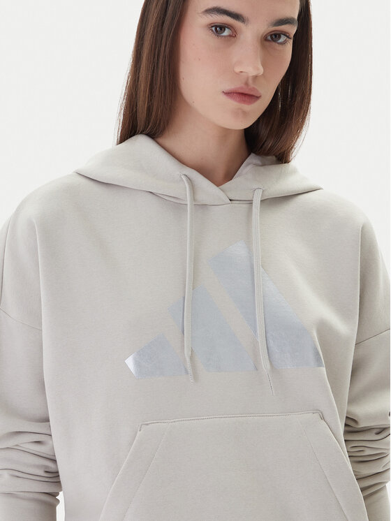 Свитшот regular fit Holiday Metallic Graphic JM4428 Adidas, бежевый — фото 4
