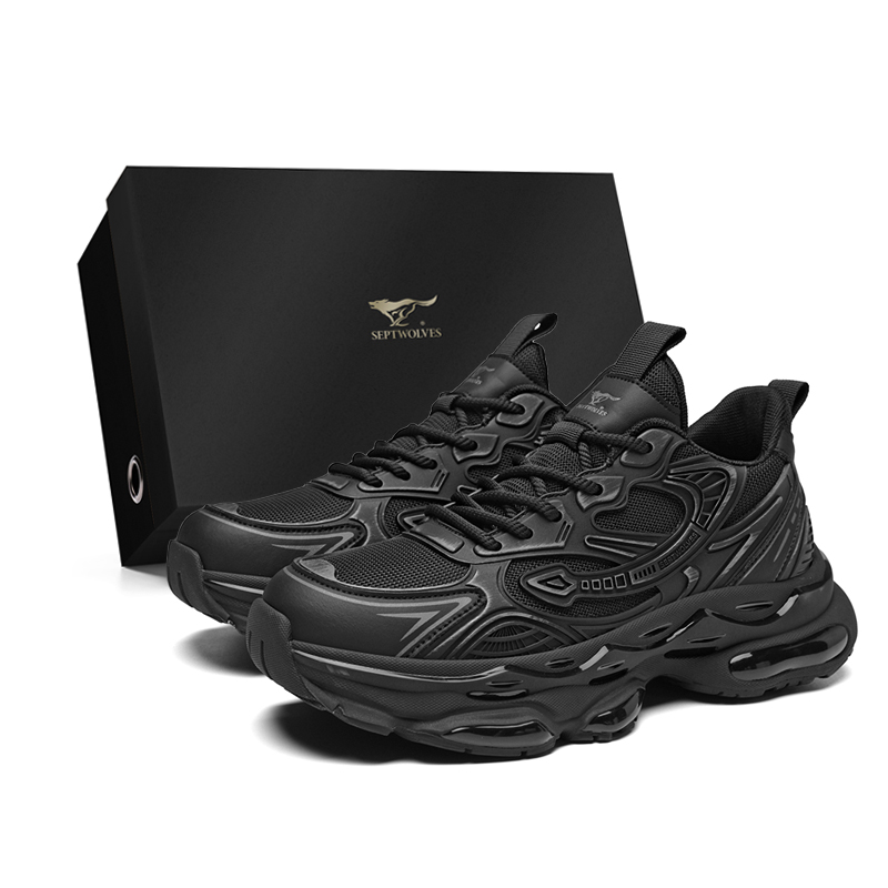 

Низкие массивные кроссовки мужские SEPTWOLVES, Black (Standard Leather Shoe Size)