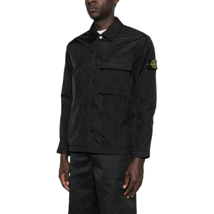 Куртка на пуговицах с нагрудным карманом STONE ISLAND, черный — фото 4