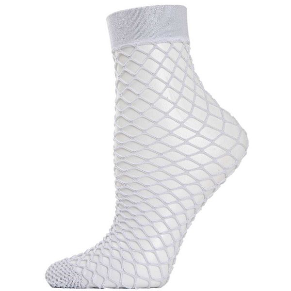 

Женский ажурный глиттерный носок-гольф fishnet Memoi, White