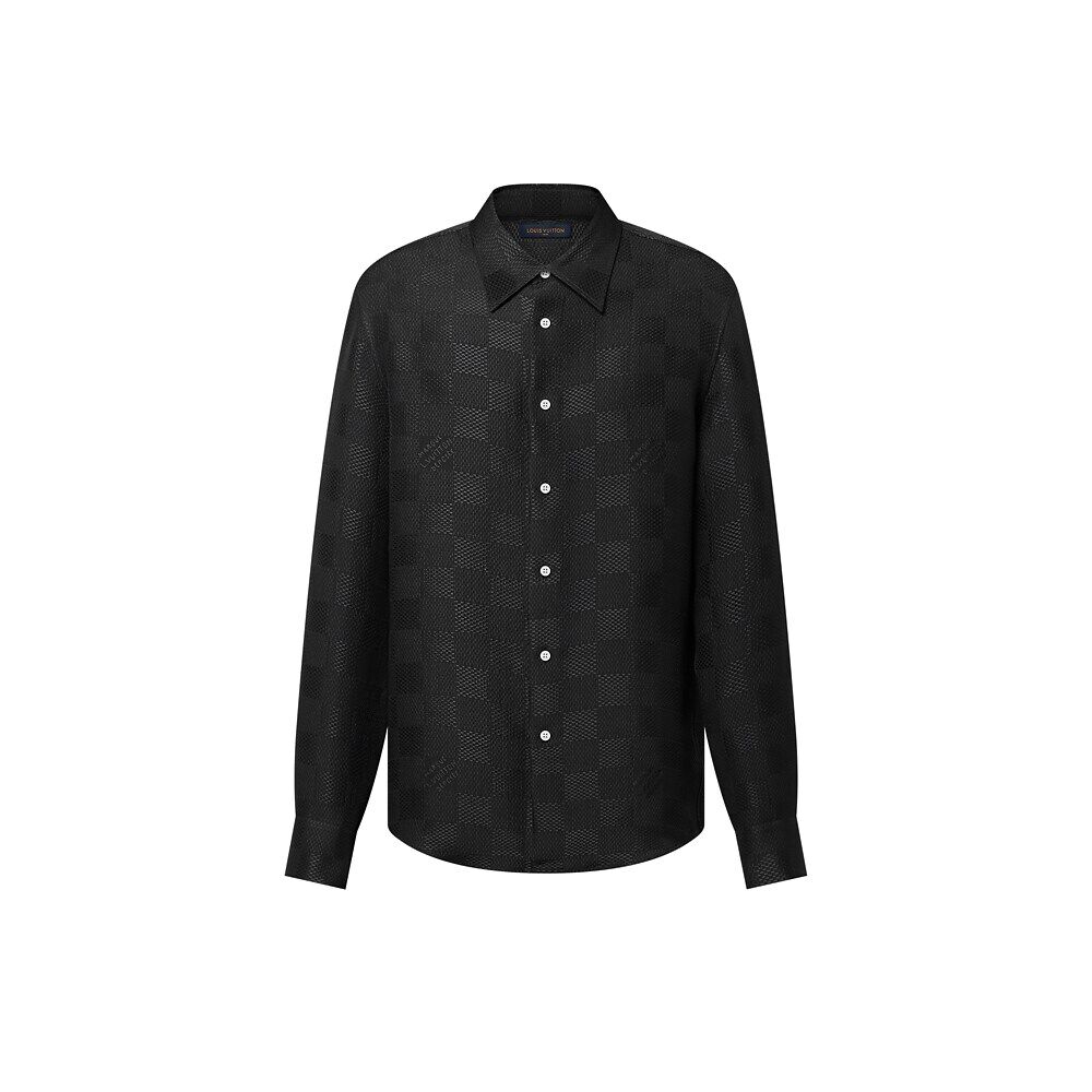 

Рубашка из шелка с длинными рукавами Jacquard Damier Louis Vuitton, черный