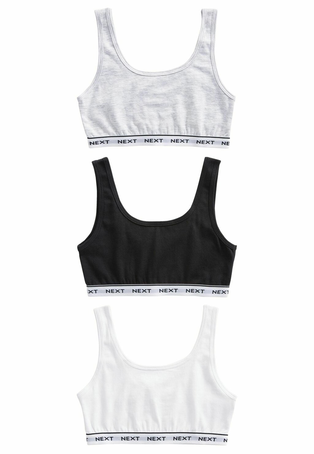

Топ 3 PACK CROP Next, цвет black grey white contrast elastic