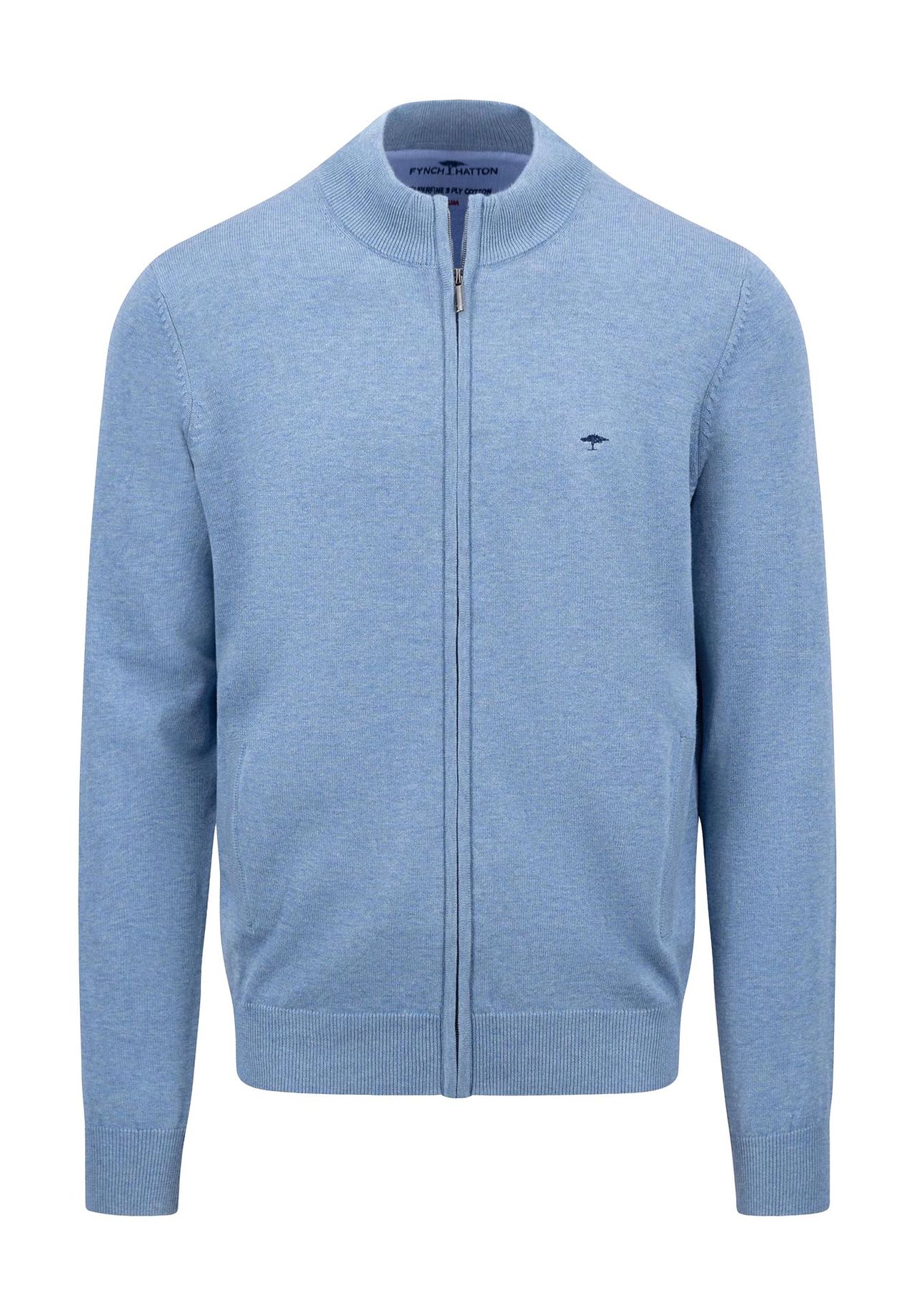 

Мужской хлопковый кардиган с вышитым логотипом FYNCH-HATTON, цвет 625 Cloud Blue