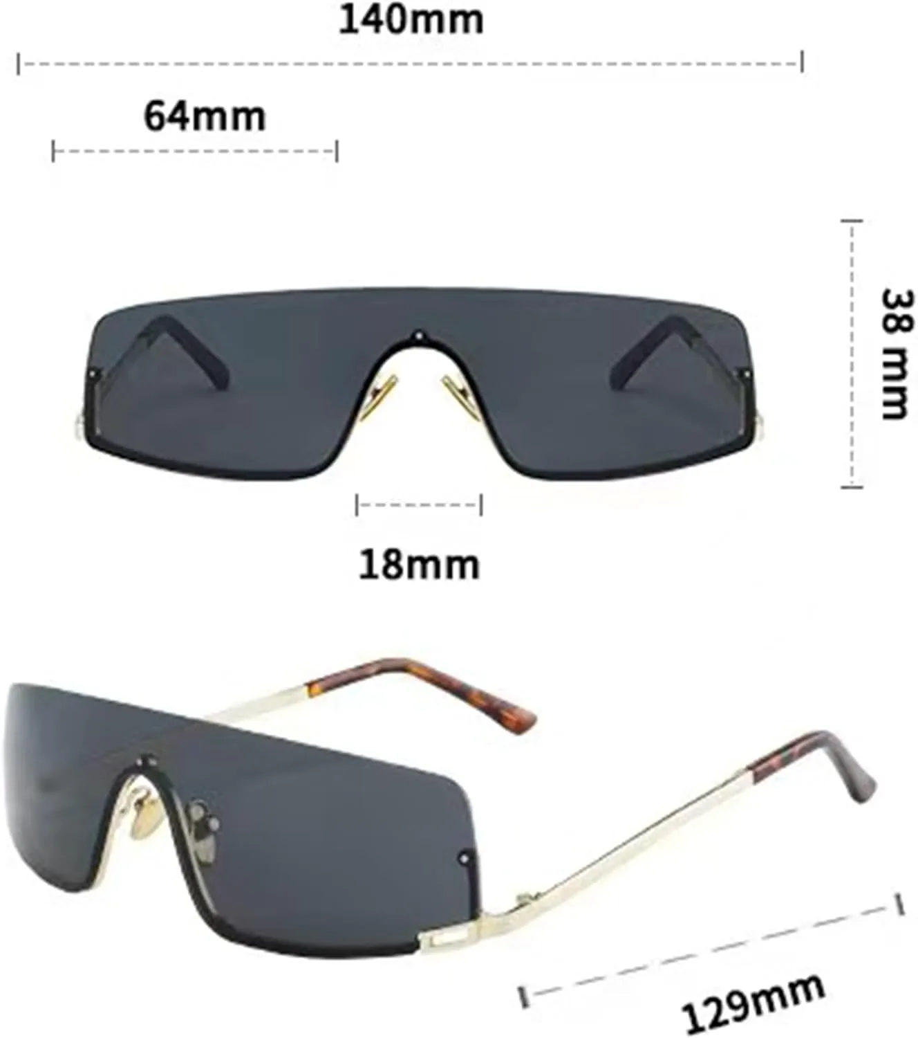 

bullabulling Цельные безрамочные солнцезащитные очки для мужчин и женщин, с плоской верхней частью, стильные, с большой оправой, защита от УФ-излучения UV400, C5