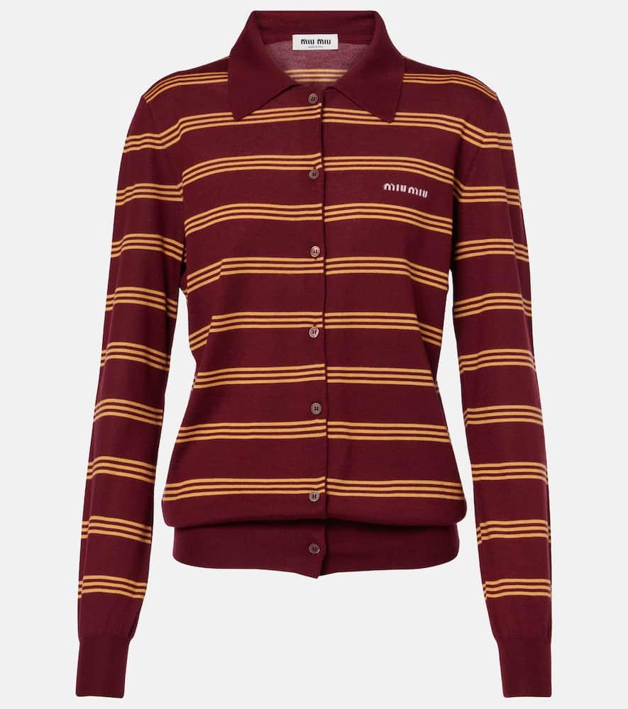 

Полосатый кардиган из кашемира и шелка Miu Miu, Amaranto