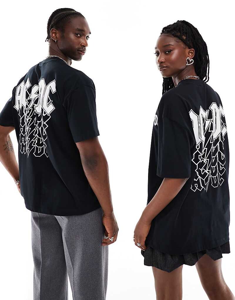 

ASOS DESIGN – черная футболка оверсайз унисекс с лицензионным принтом AC/DC