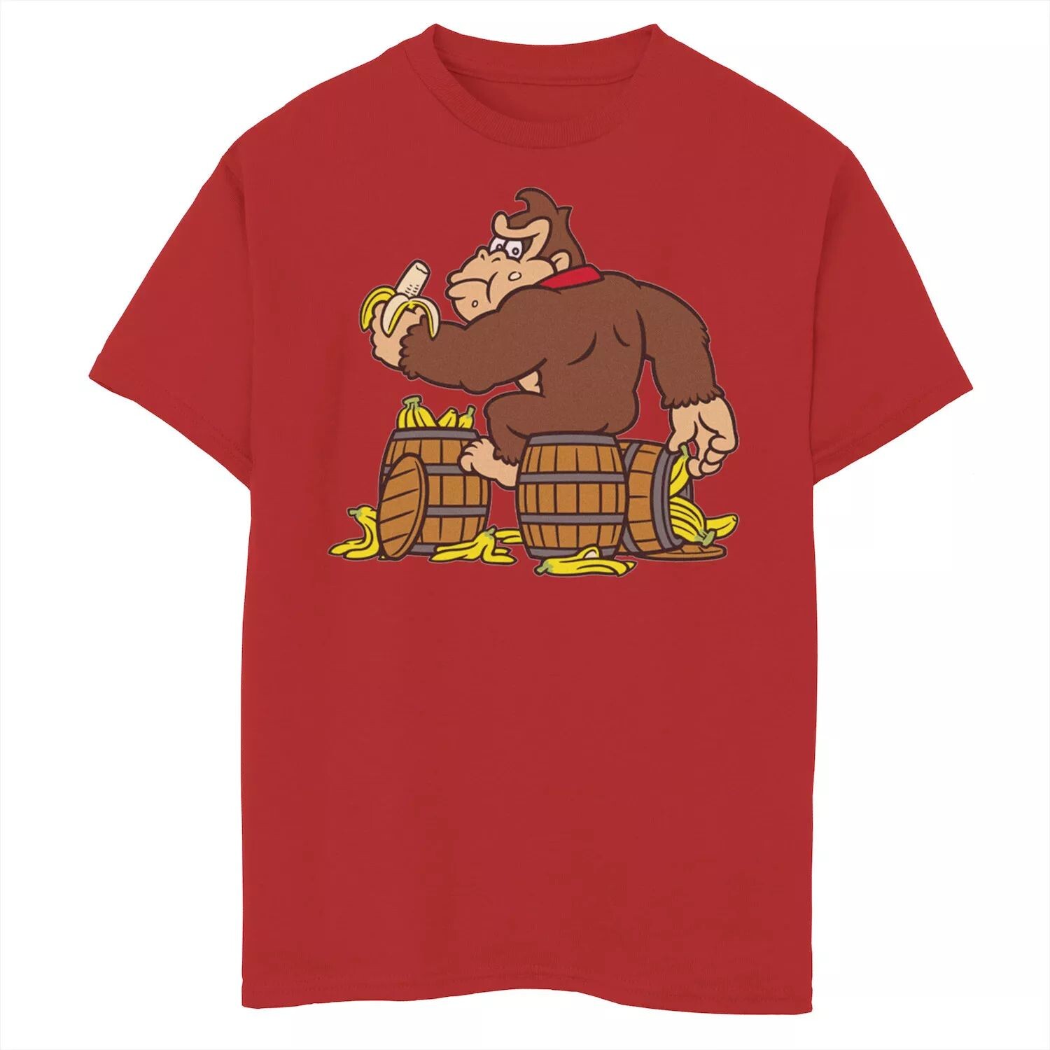 

Мальчики 8–20 лет с Nintendo Donkey Kong едят банан на футболке-бочке Licensed Character