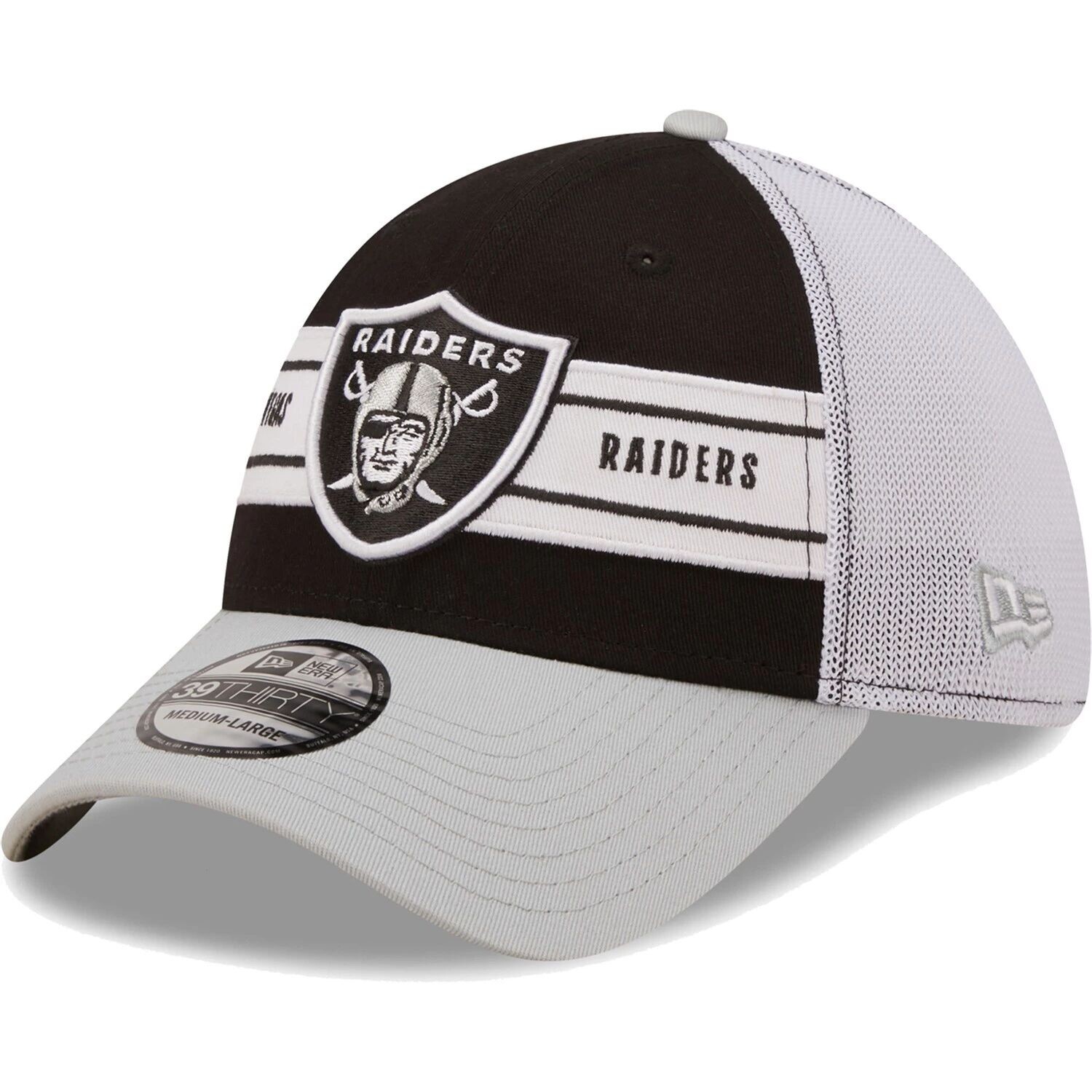 

Мужская черная/серая мужская кепка New Era Las Vegas Raiders Team с полосой 39THIRTY Flex Hat