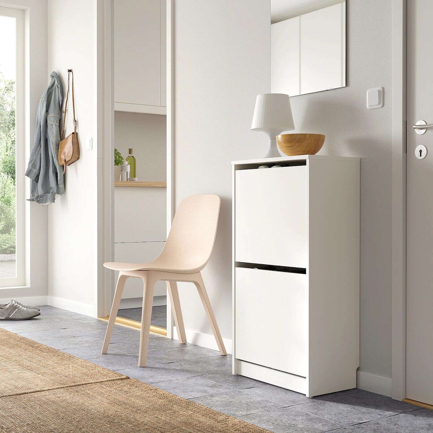 Галошница, 2 отделения, белый, 49х28х93 см, BISSA IKEA — фото 2