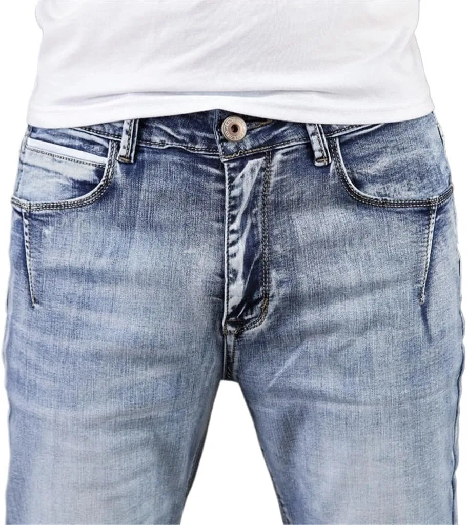 Джинсы Slim Washed, Сине-серый — фото 2