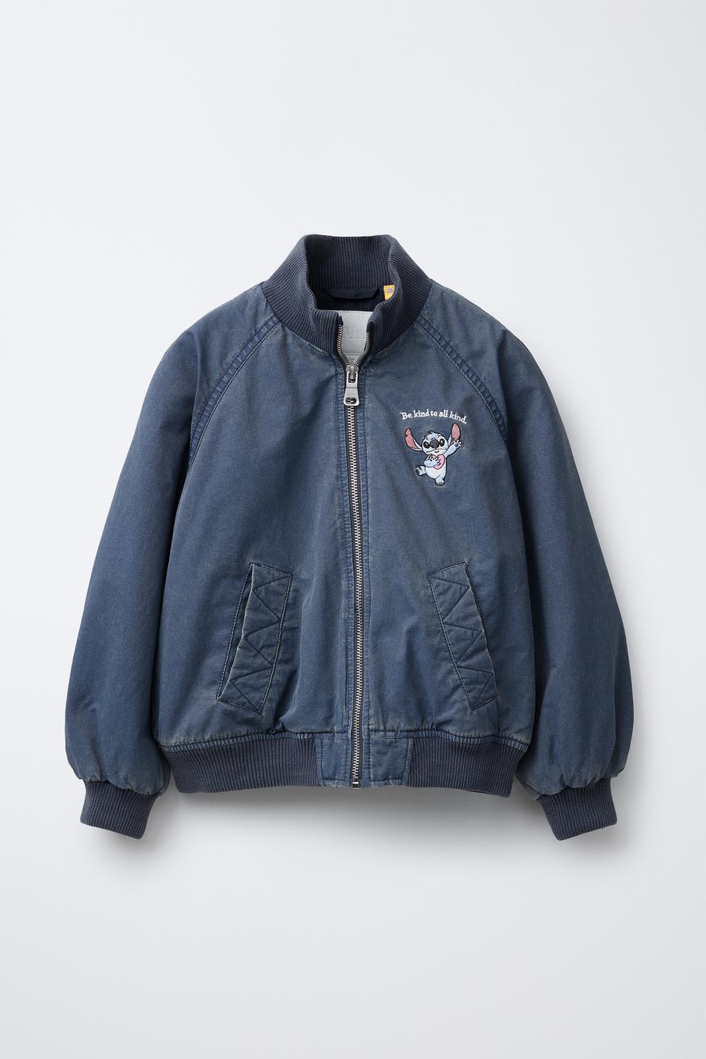 

Куртка-бомбер с эффектом потертости stitch & angel disney ZARA, синий
