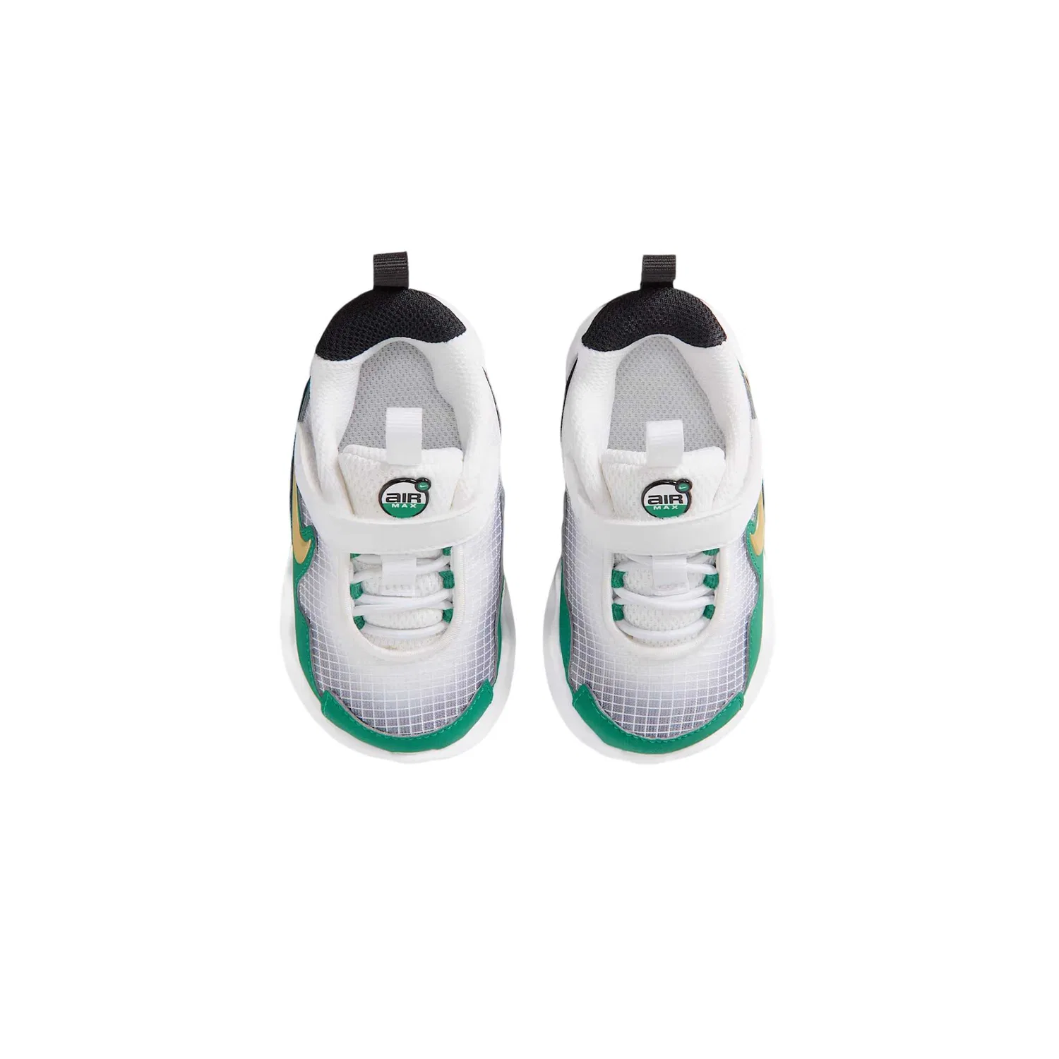Кроссовки Air Max Nova Fabric Cushioning Breathable Support Low top для малышей и детей младшего возраста Nike, White/Peacock Green/Black/Gold — фото 3