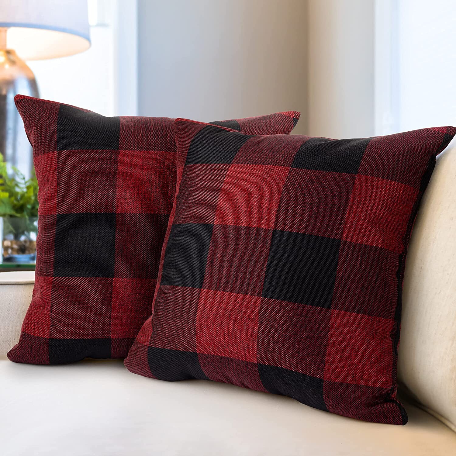 

Набор из 2 декоративных наволочек в клетку Buffalo 16x16. Zulay Kitchen, цвет Red And Black