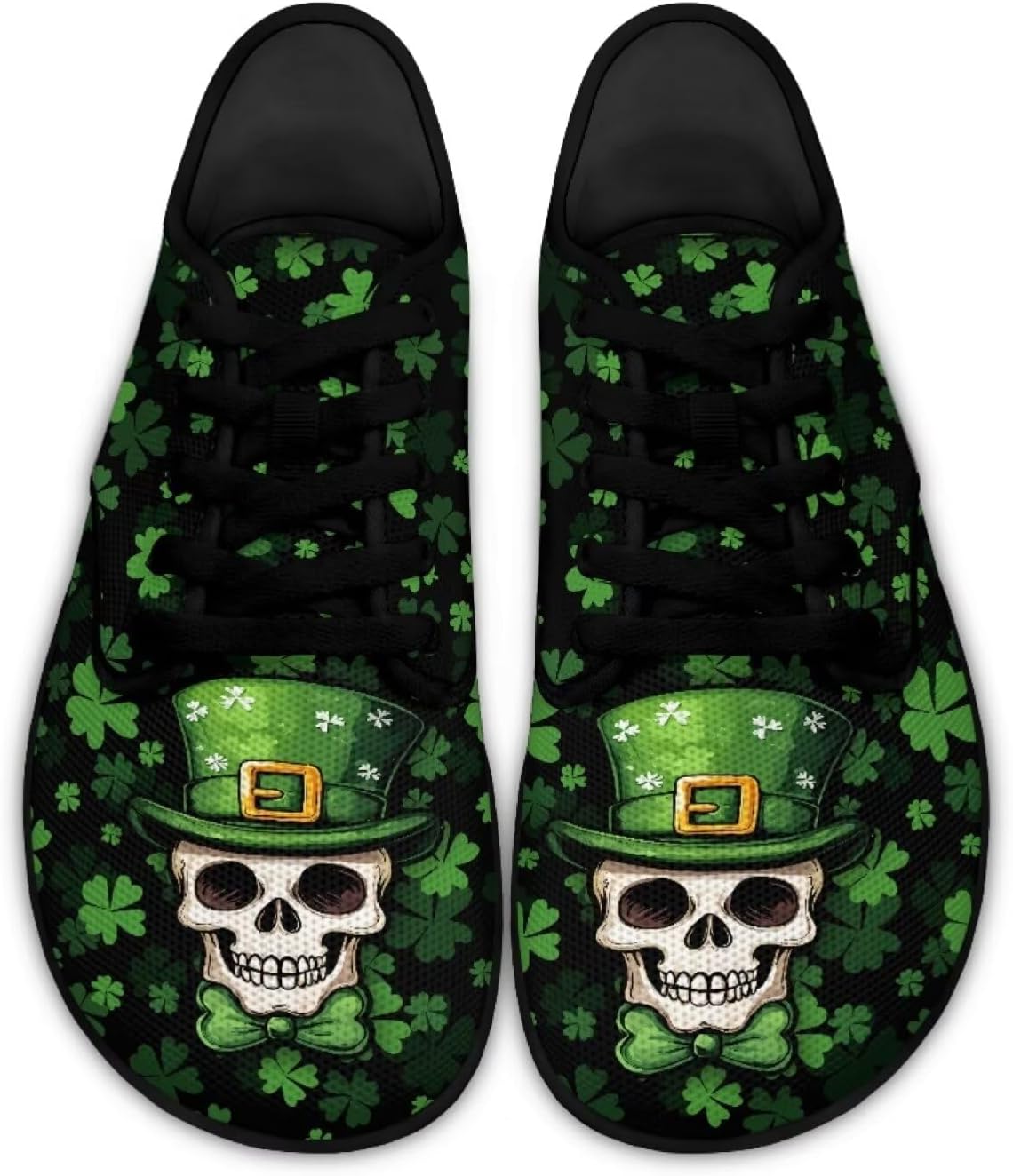 

Кеды Binienty на шнуровке для ходьбы, St. Patrick's Day Leaf Skull