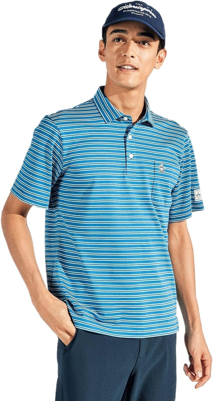 

Мужская рубашка с коротким рукавом Munsing Wear MG5SHS24M, воротник, пике-кайм, влагоотводящая, быстросохнущая, солнцезащитная, для игры в гольф Munsingwear, синий