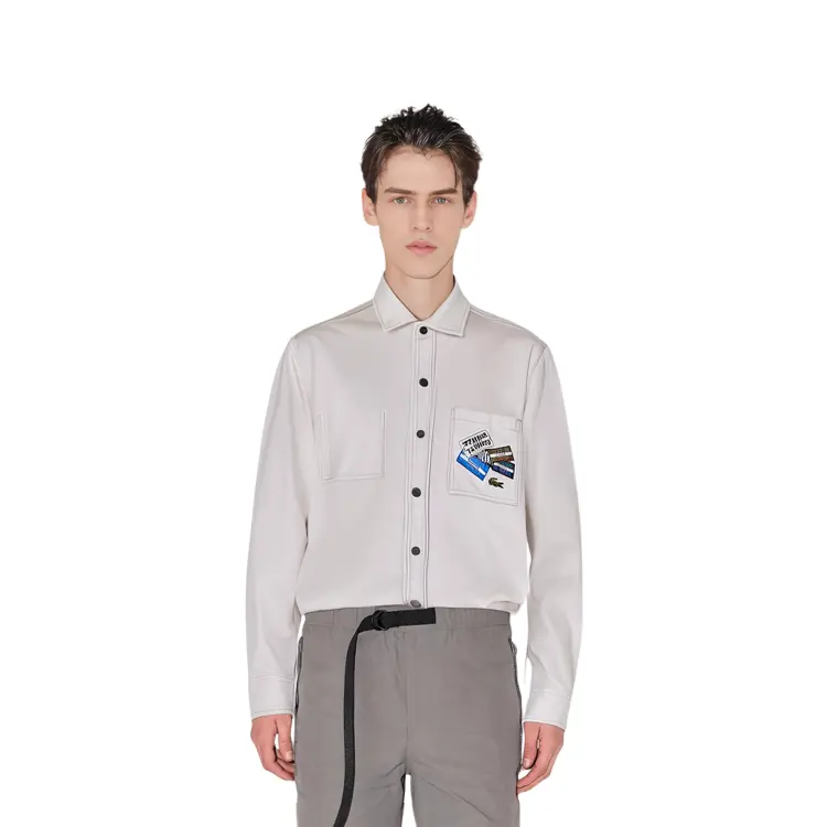 Рубашка мужская светло-хаки Lacoste, хаки — фото 4