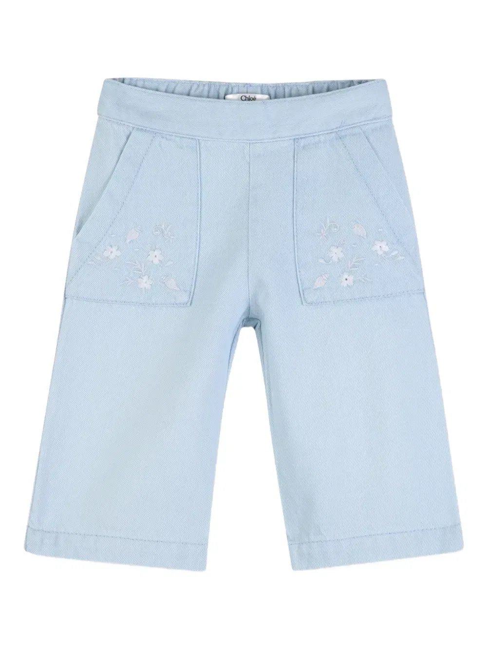 Джинсы с цветочной вышивкой Chloé Kids, синий