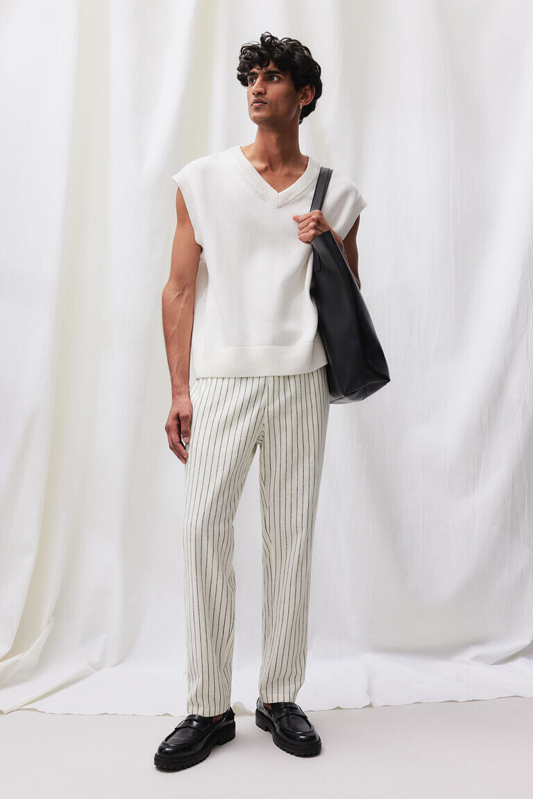 

Брюки regular fit из смесового льна H&M, белый