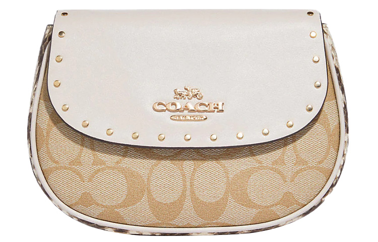 

COACH Сумка-седло из текстурированного полотна с элементами змеиной кожи
