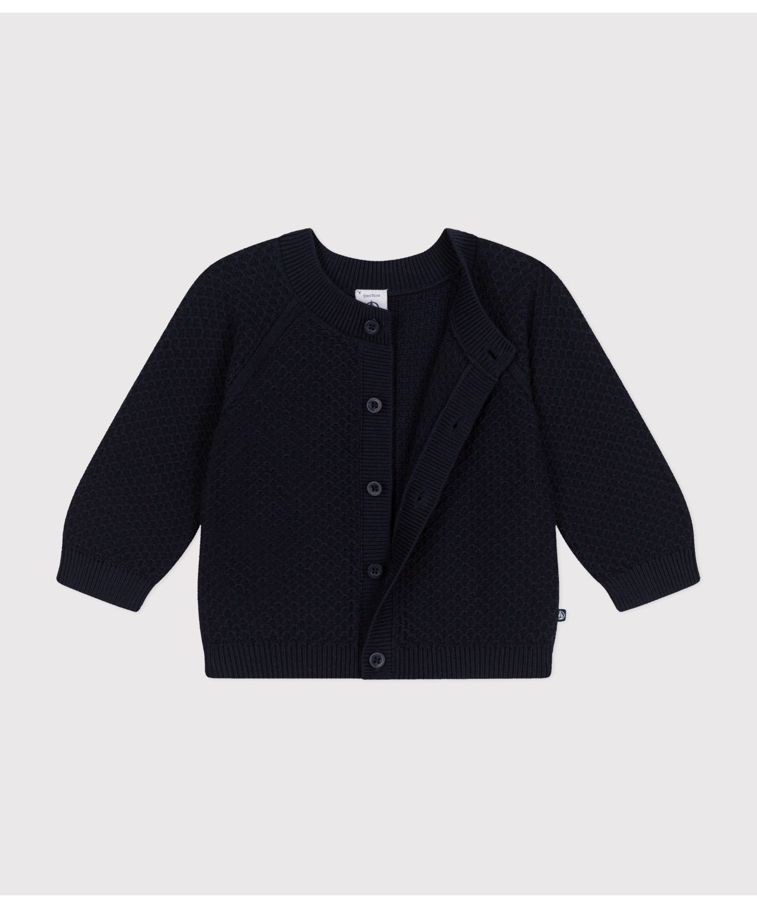 Хлопковый вязаный кардиган PETIT BATEAU, Navy — фото 2