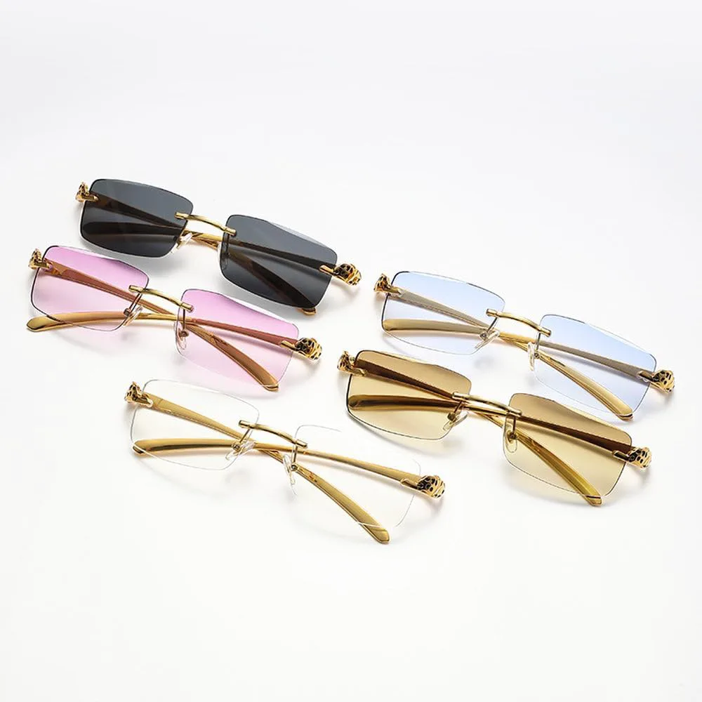 

Роскошные солнцезащитные очки без оправы для женщин и мужчин, модные солнцезащитные очки в винтажном стиле панк, металлические очки для женщин HVTVTLA, Black