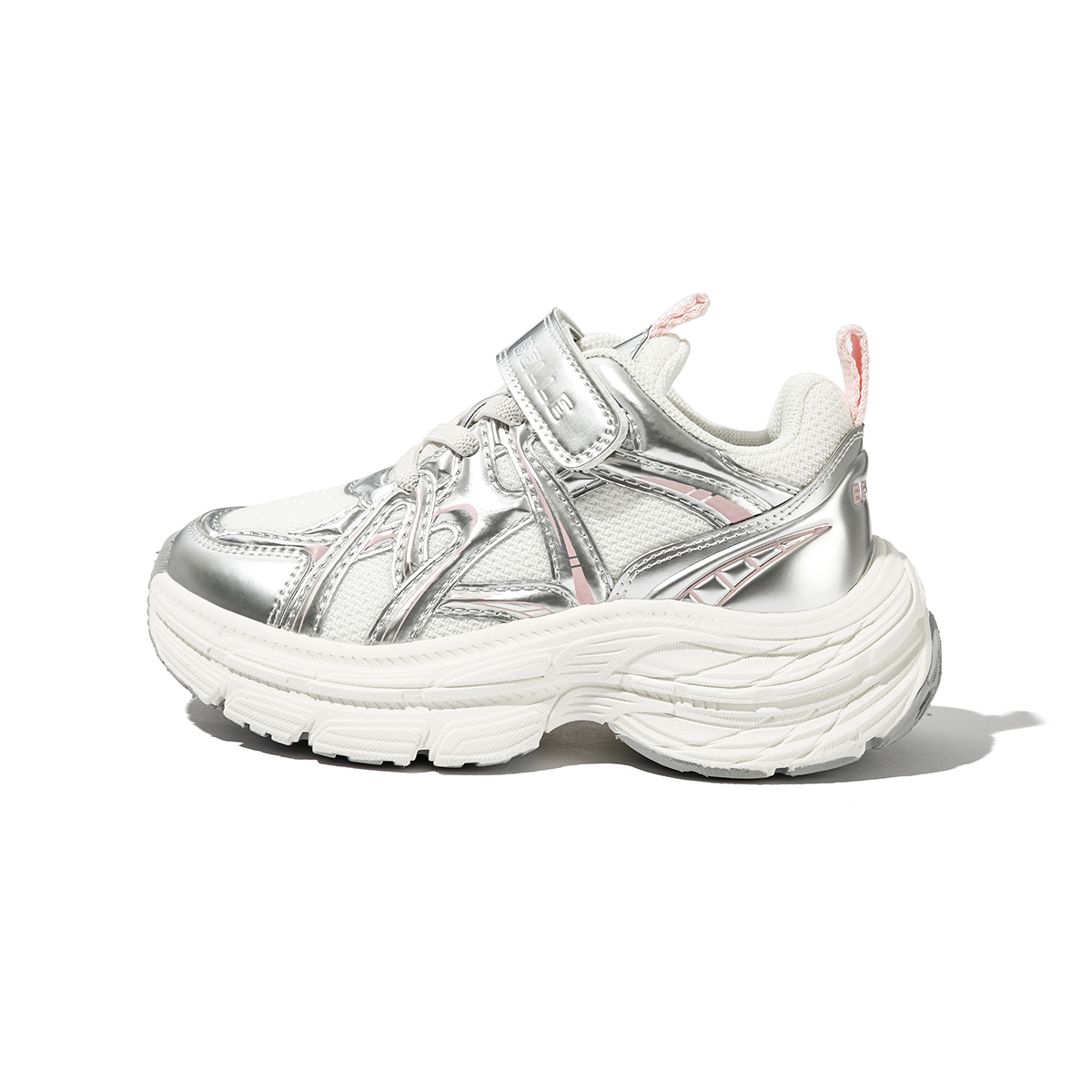 

Скользоустойчивые противоударные износостойкие дышащие легкие амортизирующие детские повседневные кроссовки Kids' BELLE, бежевый/розовый/серебряный