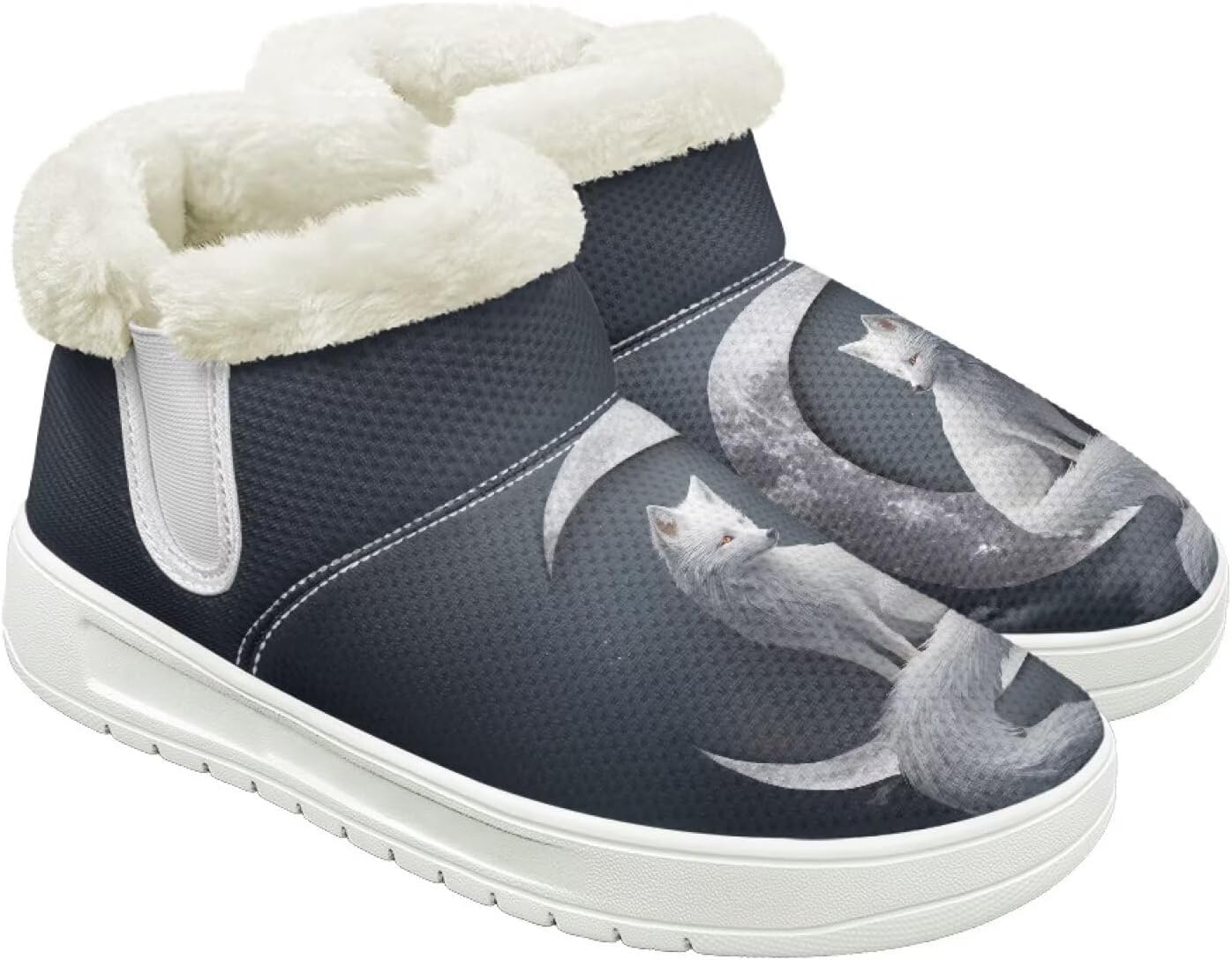 

Зимние ботинки для женщин и мужчин, пушистые снежные ботинки с флисовой подкладкой и тянущимся верхом Cugasmaru, Fox Moon