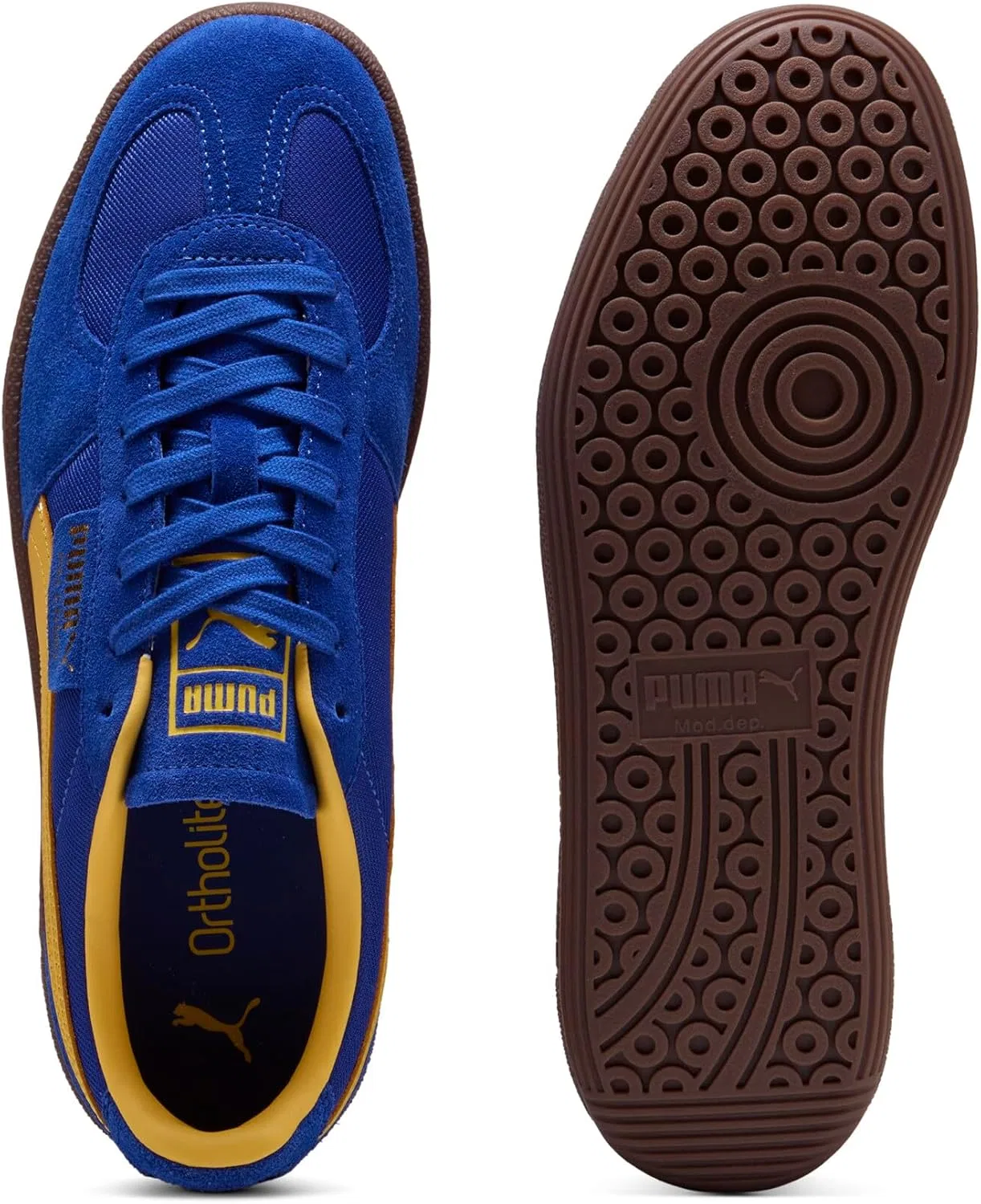 Мужские винтажные кроссовки Puma Palermo, 25 Frühlings Und Sommerfarben Lebendiges Blau Sonnengelb 02 — фото 4