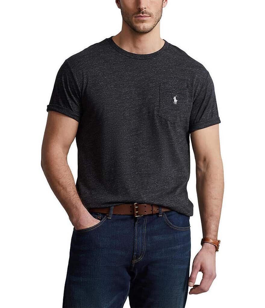 

Трикотажная футболка классического кроя Polo Ralph Lauren Big & Tall с круглым вырезом и карманами, черный