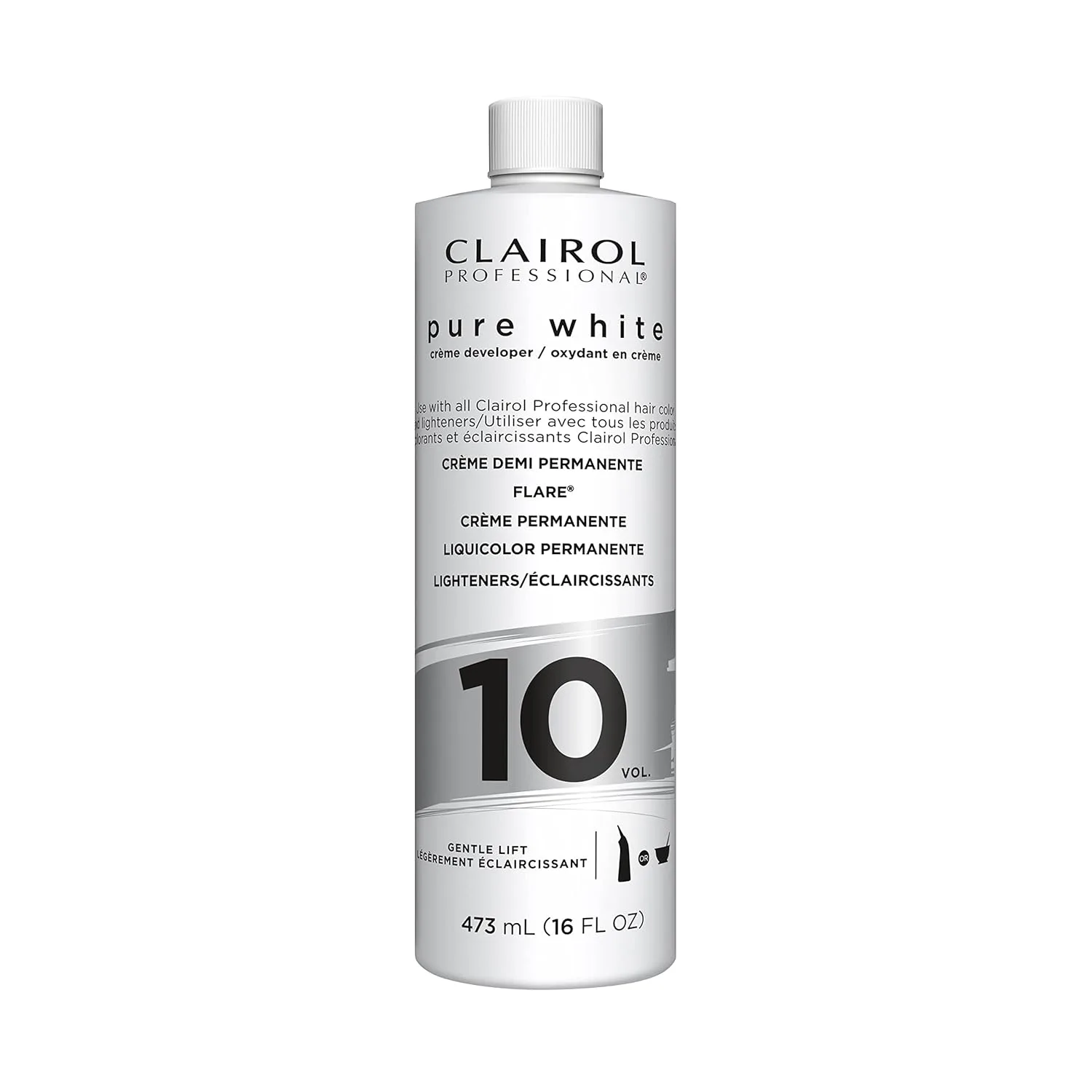Осветляющий и закрашивающий седину гель для волос Clairol Professional Pure White 10 Volume 473 мл (1 шт.), Clairol Professional Pure White 10vol Crème Developer, 16 oz.