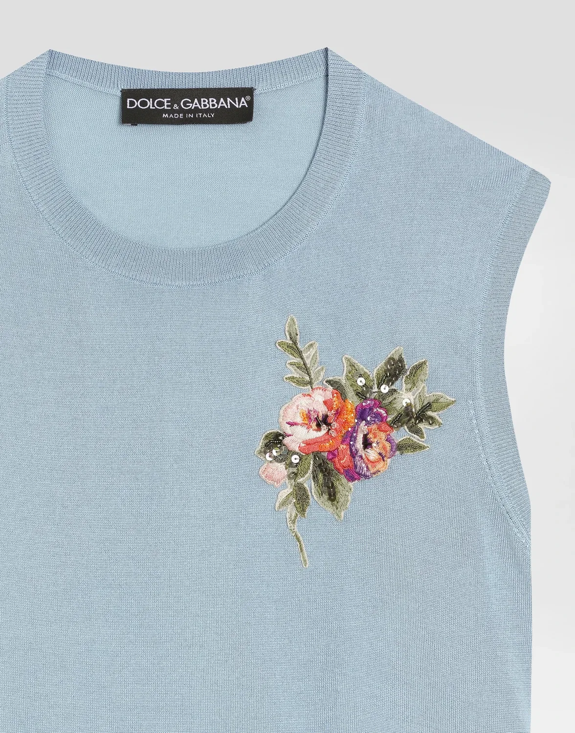 Шелковая майка DOLCE & GABBANA, голубой — фото 3