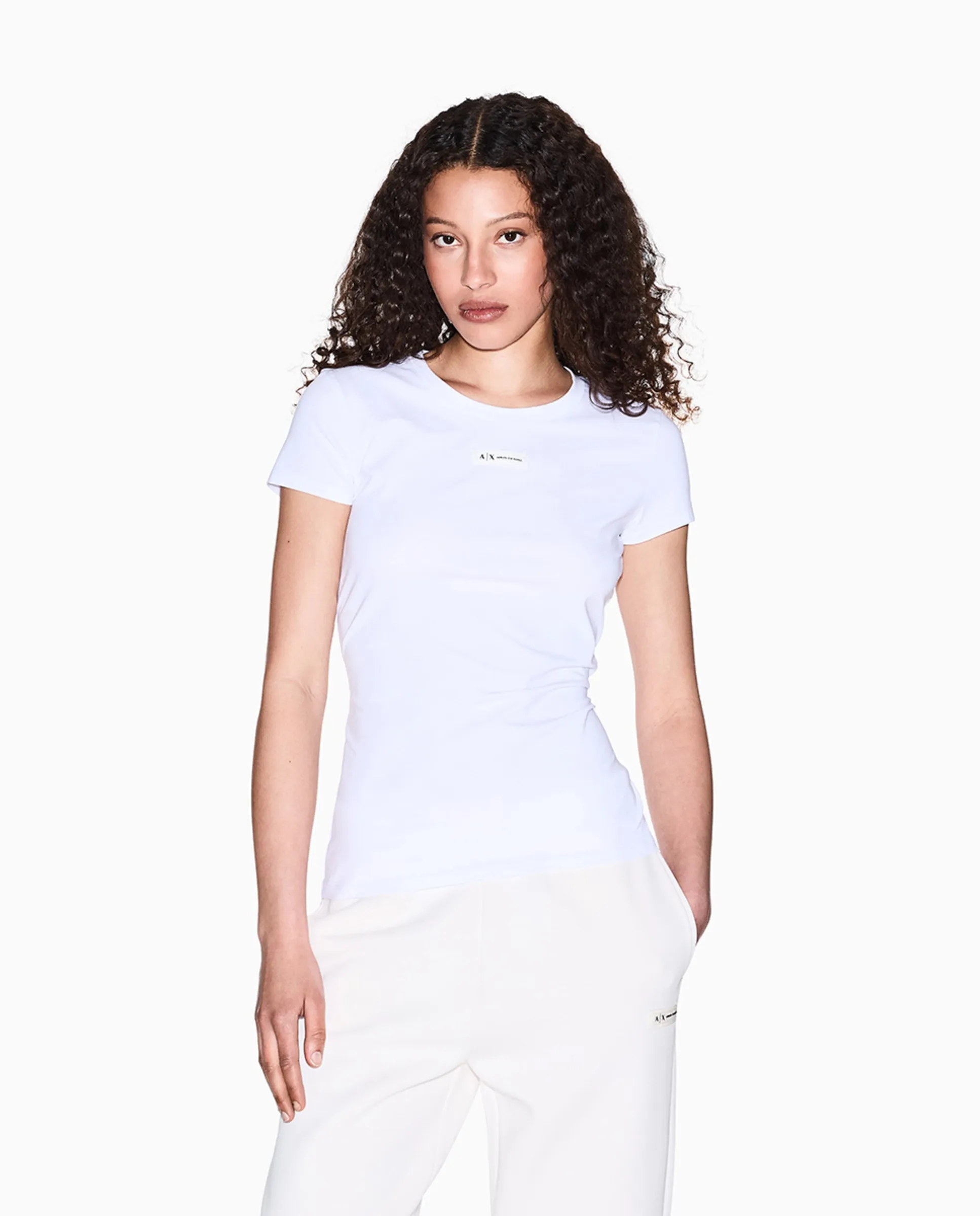 

Женская футболка с коротким рукавом и аппликацией логотипа Capsule Cozy Lab Armani Exchange, белый