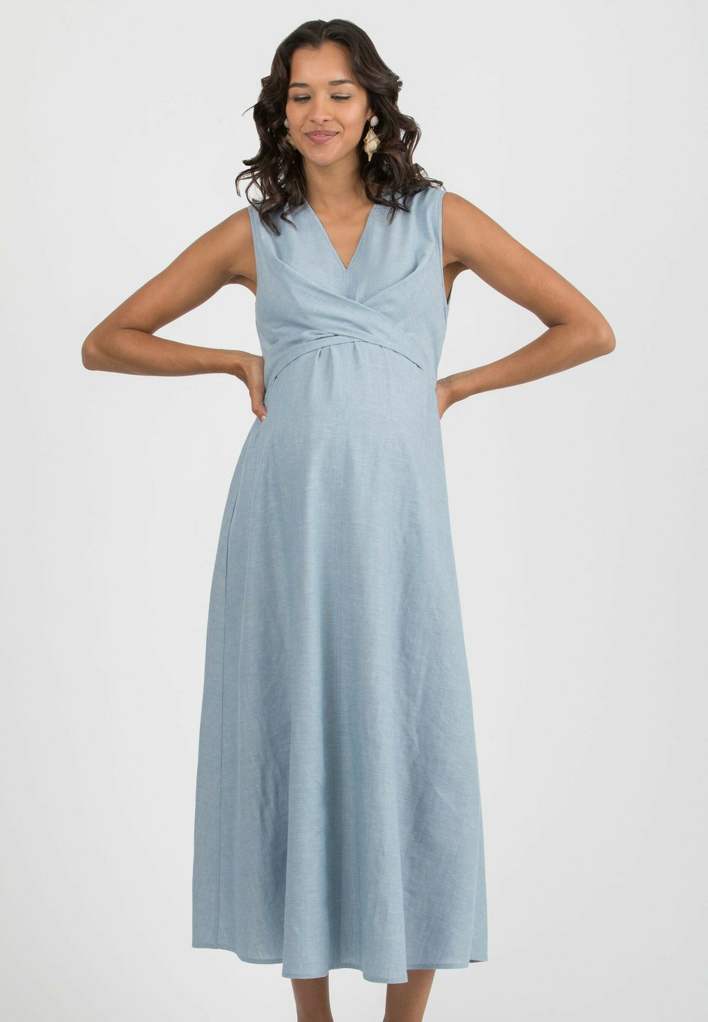 

Повседневное платье NURSING WITH CROSSED SASHES Attesa Maternity, светло-голубой