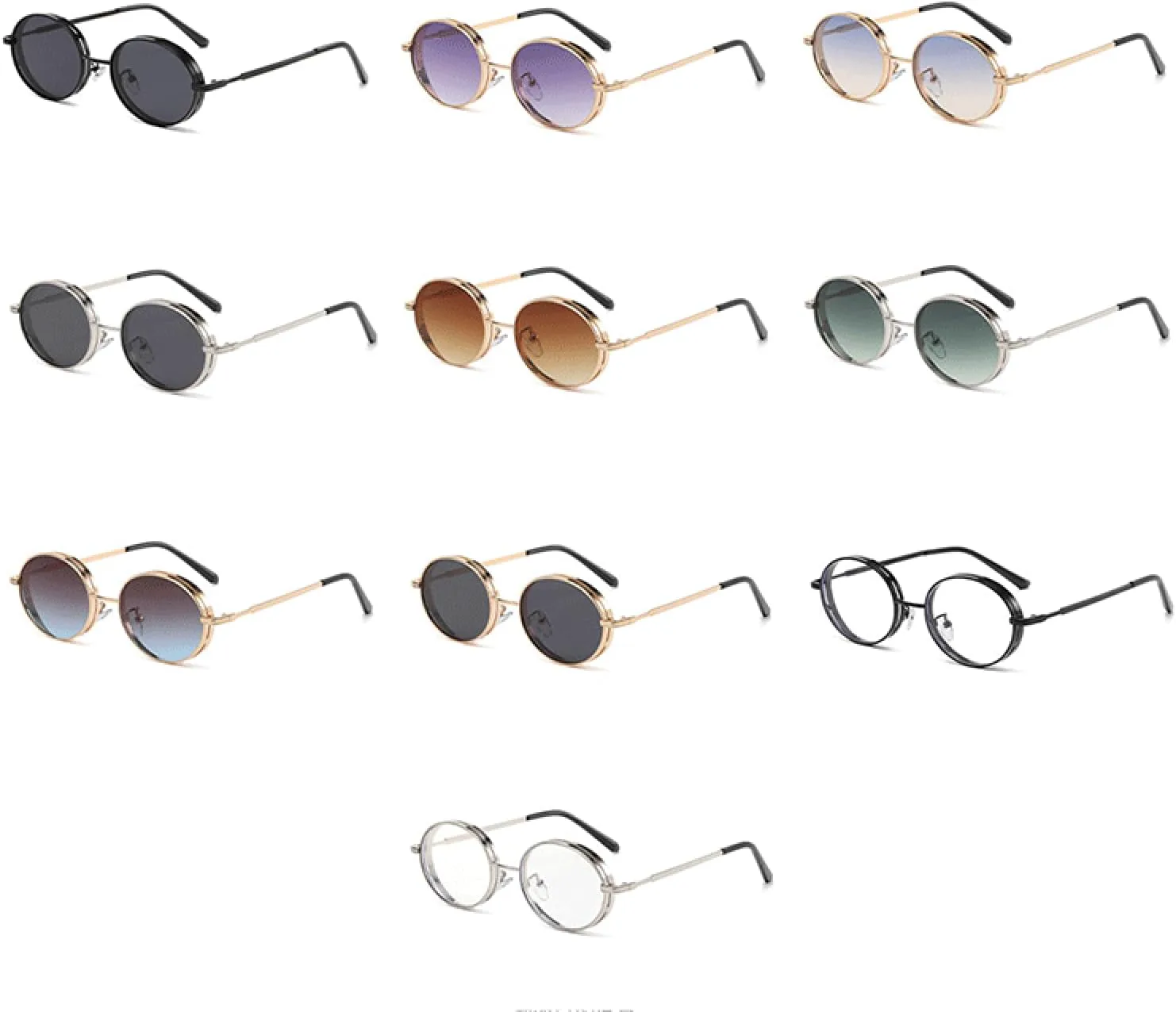 

Овальные солнцезащитные очки для мужчин и женщин в стиле панк, градиентные, металлические, для вождения, с защитой от УФ-излучения UV400 DSVIGF, Silver Clear