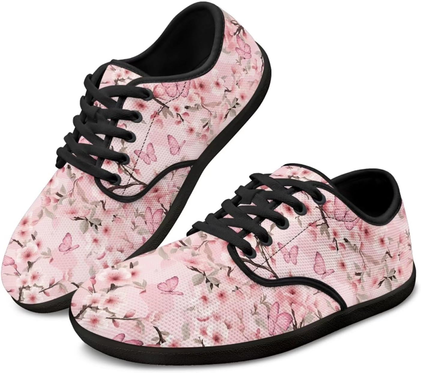 

Кроссовки с широкой носочной частью, плоской подошвой, стильные, дышащие, сетчатые, для тенниса и спорта, для женщин и мужчин Pointodoor, Butterfly Cherry Blossom Print