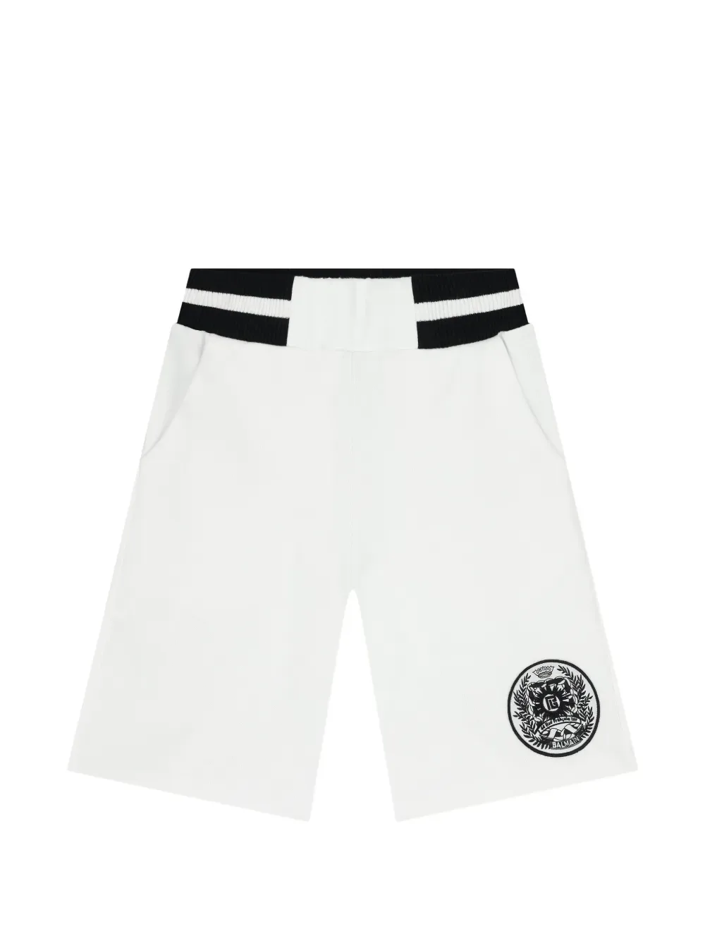 Шорты в полоску с эмблемой Balmain Kids, белый