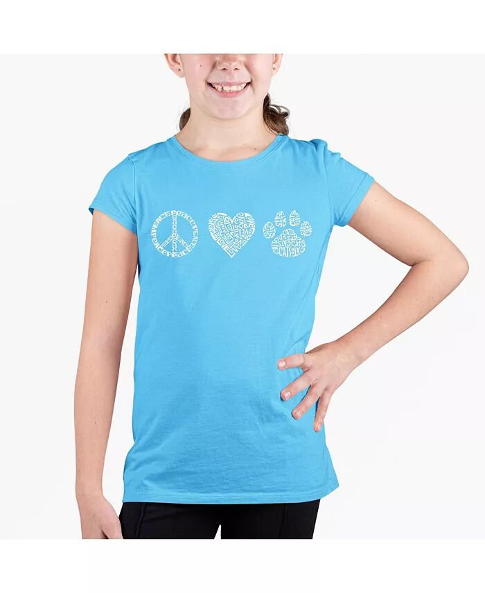 

Футболка Big Girl Word Art - Peace Love Cats LA Pop Art, синий