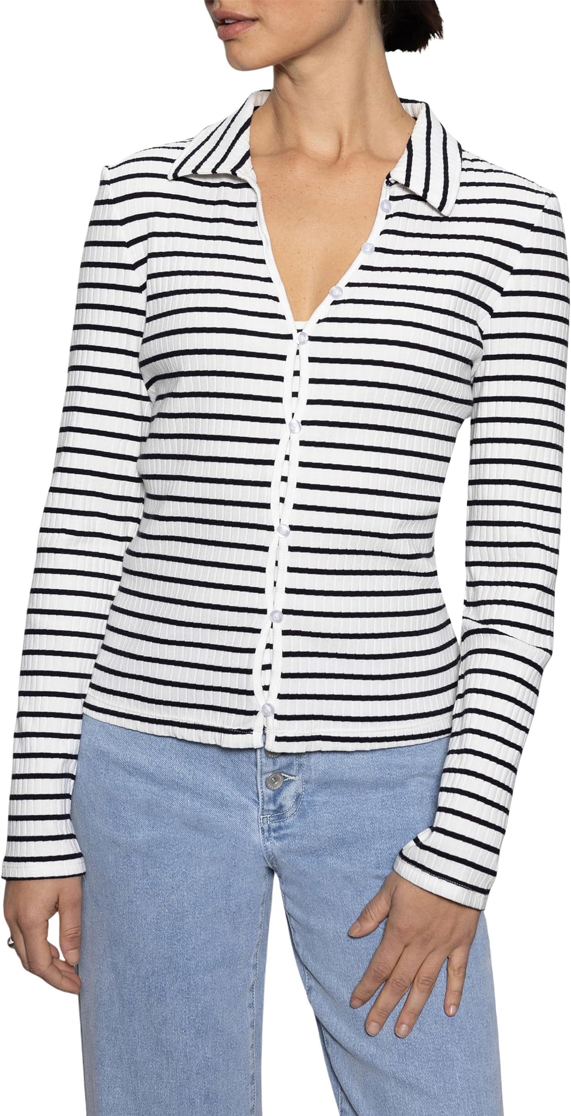 

Рубашка Sanctuary Daydreamer Knit Shirt, цвет Chalk/Black Stripe 5