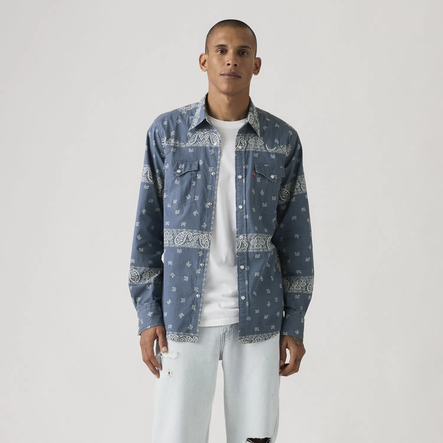 Классическая рубашка в западном стиле стандартного кроя Levi's, Blue — фото 3