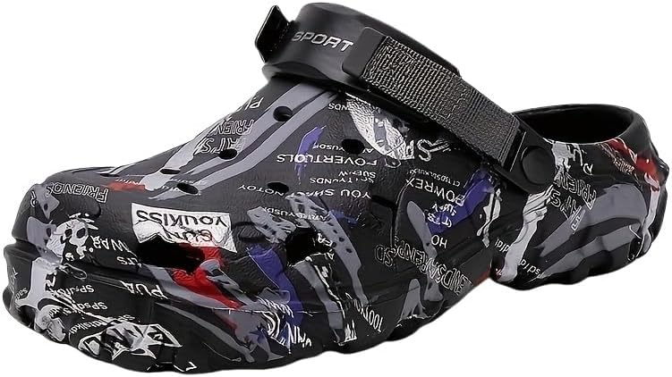 

Мужские модные мюли и сабо из ЭВА - повседневные слипоны с круглым носком, пляжные сандалии с вентиляционными отверстиями, прочной нескользящей подошвой, универсальная обувь на все сезоны Clolinde, черный