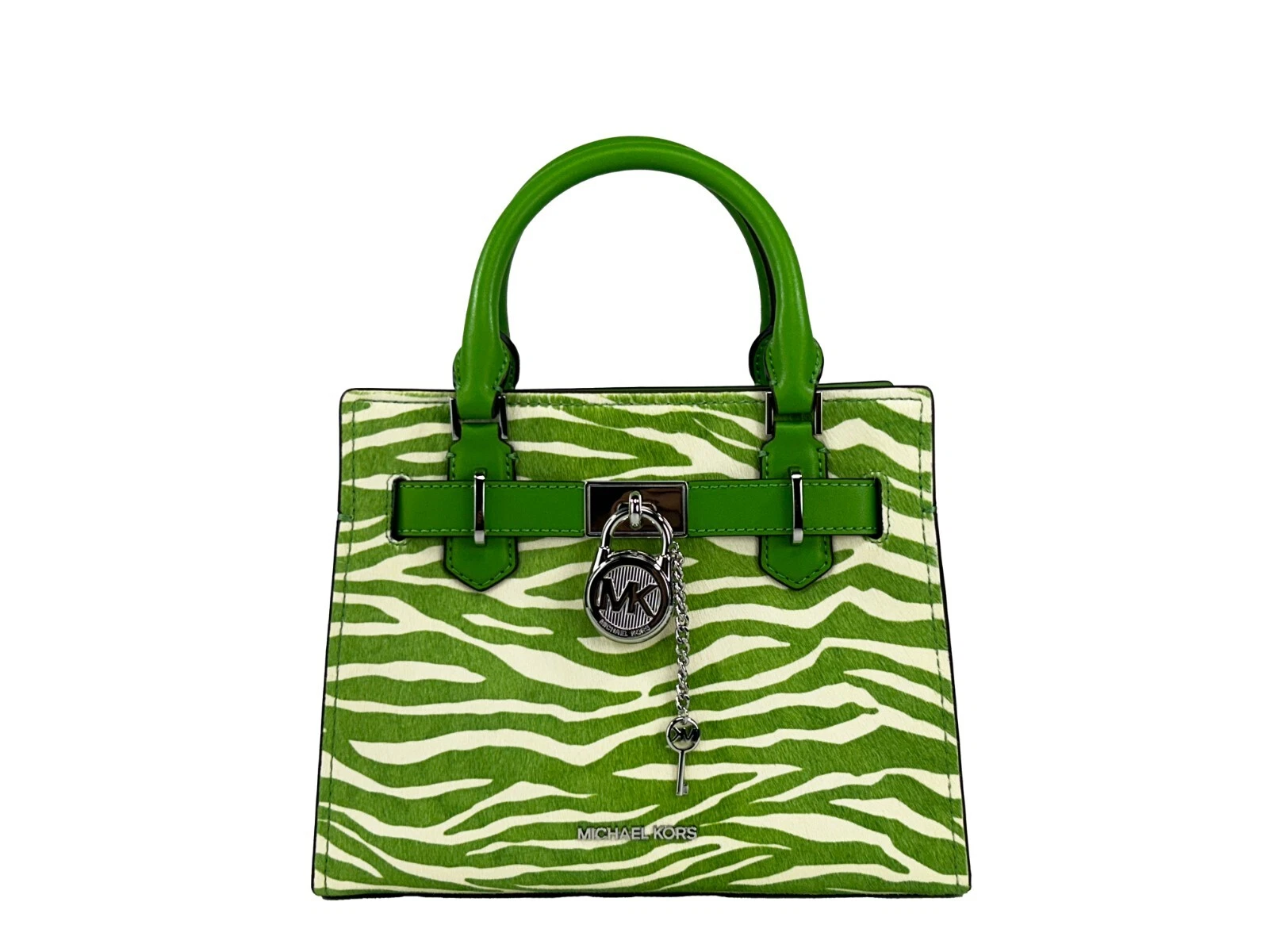 

Сумка-портфель Hamilton Small Leather с принтом зебры Crossbody Jungle Green Michael Kors, зеленый