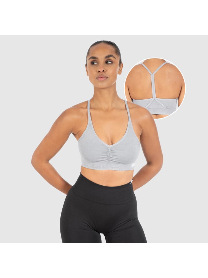 

SMILODOX Спортивный бюстгальтер Batik Scrunch Icon серого цвета