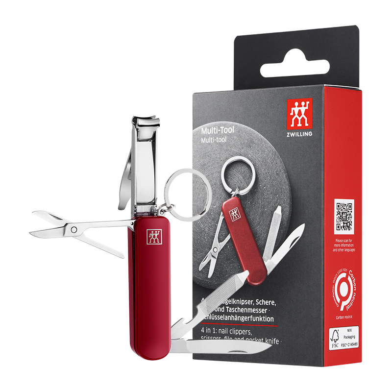 Мультиинструмент ZWILLING Beauty Classic Inox из нержавеющей стали 4 в 1: книпсер + ножницы + пилочка + ножик, серебро — фото 2