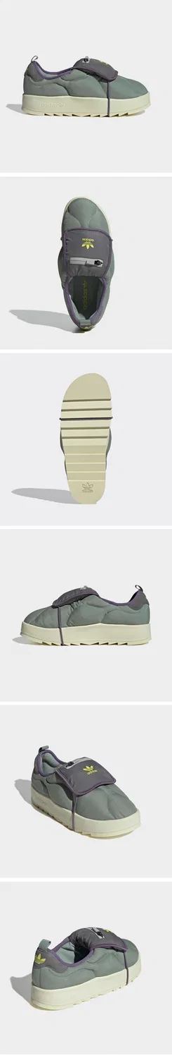 Мужские утеплённые тапочки Puppilet серебристо-зелёные от Adidas — фото 4