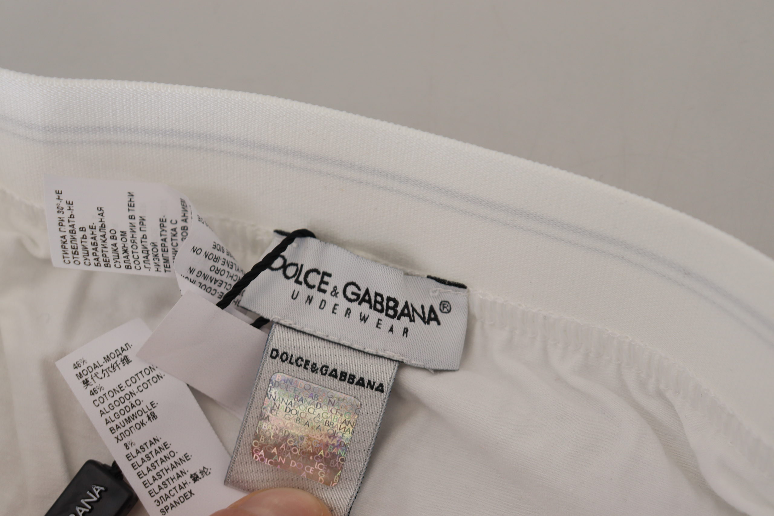 Элегантные белые боксеры из хлопковой смеси Dolce & Gabbana — фото 4