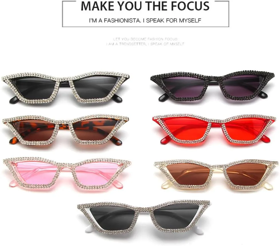 

Новые солнцезащитные очки в оправе «кошачий глаз» 2026 года с блестками, бриллиантами и кристаллами, для женщин, защита от ультрафиолета UV400 generic, C5 Red Red